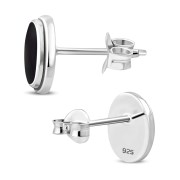 Black Onyx Oval Earrings - e368